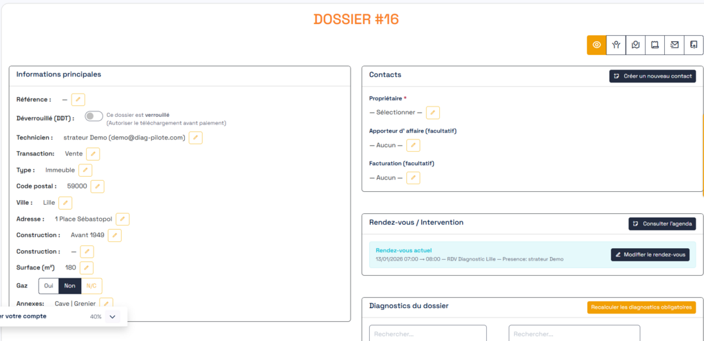 Tutoriel - premiers pas - vue globale - Diag Pilote